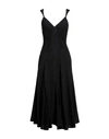 120% Lino Woman Midi Dress Black Size 12 Linen In Black