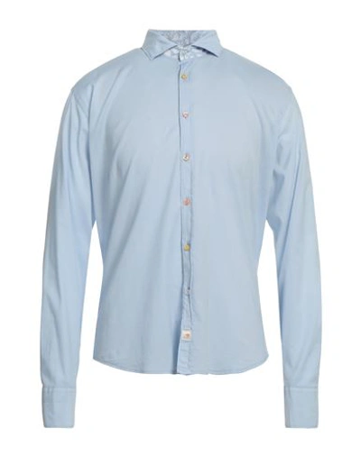 Panama Man Shirt Sky Blue Size S Cotton, Elastane