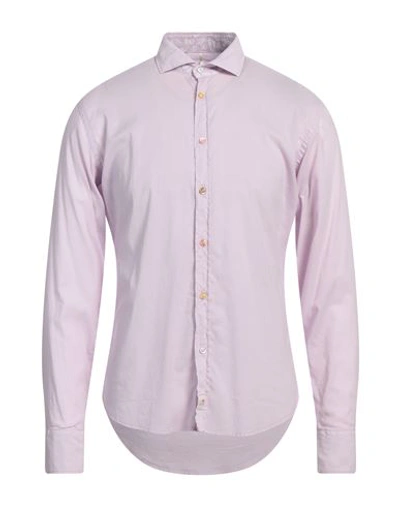 Panama Man Shirt Lilac Size M Cotton, Elastane In Purple