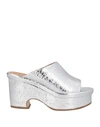 Chloé Oli 100 Platform Mules In Silver