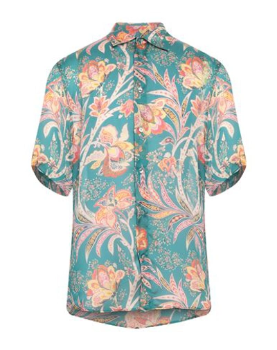 Etro Floral Paisley-print Silk Shirt In Light Blue