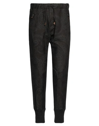 Etro Man Pants Black Size 34 Wool, Silk