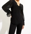 JOSEPH RIBKOFF KEYHOLE DETAIL BLOUSE IN BLACK