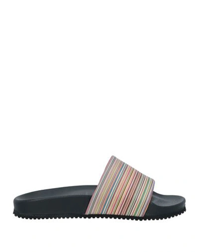 Paul Smith Stripe-print Leather Slides In Multi-colored