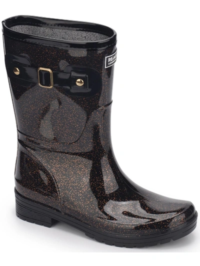 Kenneth Cole Reaction Rain Buckle Glitter Womens Glitter Rubber Rain Boots In Grey