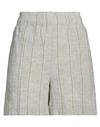 BRUNELLO CUCINELLI BRUNELLO CUCINELLI WOMAN SHORTS & BERMUDA SHORTS LIGHT GREY SIZE 6 LINEN