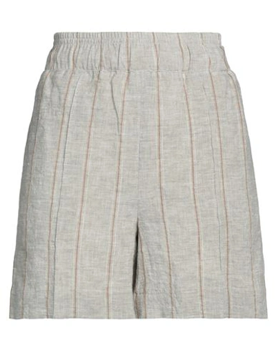 Brunello Cucinelli Woman Shorts & Bermuda Shorts Light Grey Size 4 Linen