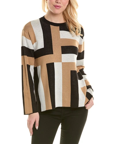 Jones New York Women's Jacquard Geo Crewneck Sweater In Brown