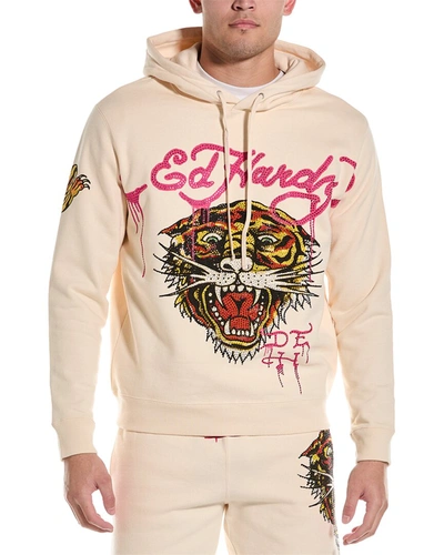 Ed Hardy Rhinestone Tiger Hoodie In White