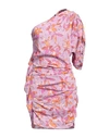 Isabel Marant Solenne One-shoulder Ruched Floral-print Stretch-crepe Mini Dress In Purple