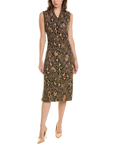 Donna Karan Jersey Surplice Sleeveless Midi Dress In Multi