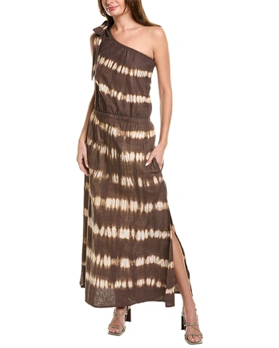 Sole One-shoulder Linen-blend Maxi Dress In Brown