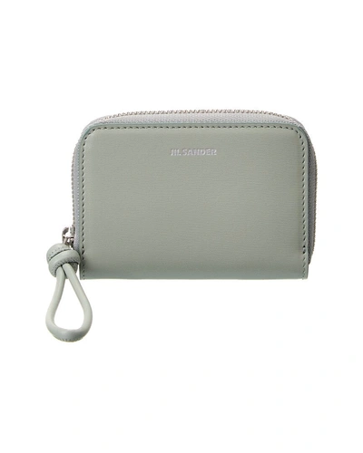 Jil Sander Logo Leather Coin Purse In Blue