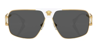 Versace Mann Sunglass Ve2251 In Dark / Gold / Grey / White