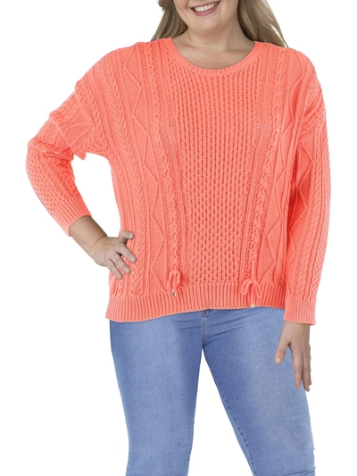 Lauren Ralph Lauren Womens Crewneck Cable Knit Pullover Sweater In Pink