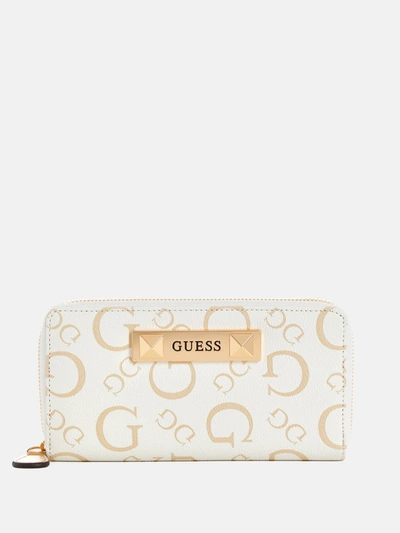 Guess Factory Mazikeen Signature G Medium Zip Wallet In White