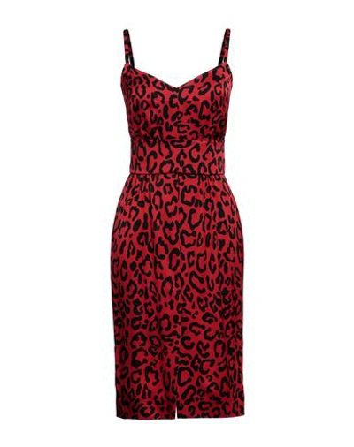 Dolce & Gabbana Woman Midi Dress Red Size 4 Silk, Elastane