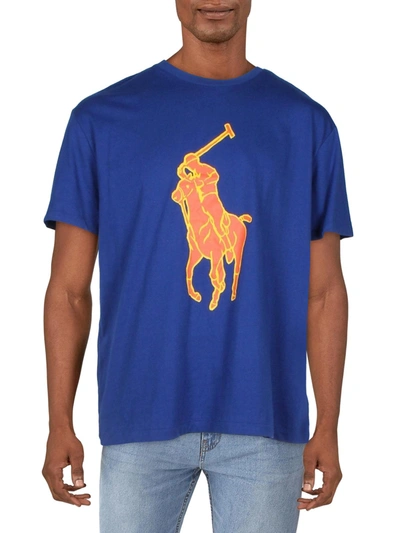 Polo Ralph Lauren Big Pony Mens Jersey Crewneck Graphic T-shirt In Blue