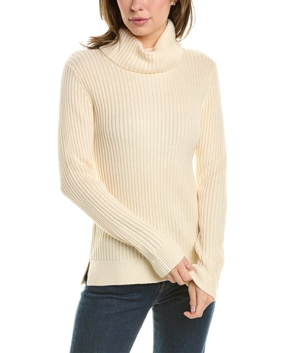Donna Karan Classic Ribbed Wool-blend Sweater In Beige