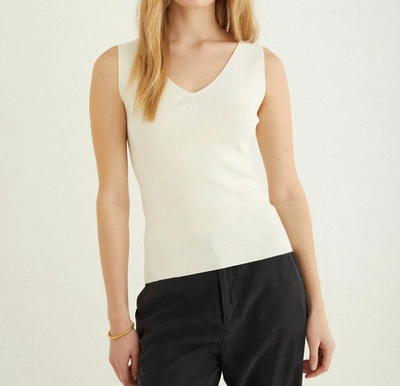 Yerse Ribbed V-neck Knit Tank In Ecru In White