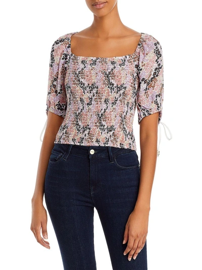 Free People Back Ontop Womens Chiffon Smocked Cropped In Multi