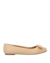 FERRAGAMO FERRAGAMO WOMAN BALLET FLATS SAND SIZE 6 SOFT LEATHER