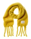 Jil Sander Yellow Sage Green Wool Blend Scarf In Yellow