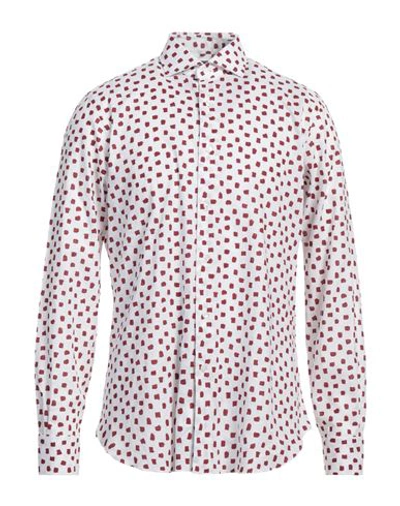 Barba Napoli Man Shirt Burgundy Size 17 ½ Linen, Cotton In Red