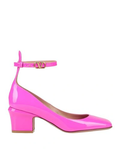 Valentino Garavani Woman Pumps Fuchsia Size 8.5 Soft Leather In Pink