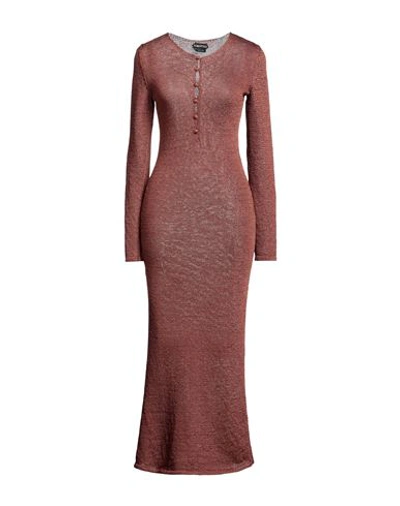 Tom Ford Long-sleeves Maxi Knit Dress In Brown