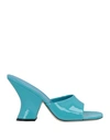 By Far Woman Sandals Turquoise Size 9 Soft Leather In Blue