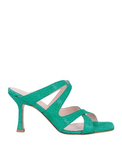 Anna F . Woman Sandals Green Size 9 Leather