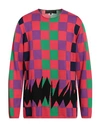 Comme Des Garçons Square-print Fine-knit Jumper In Pink