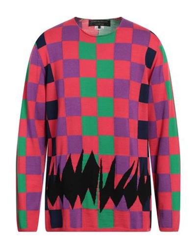 Comme Des Garçons Square-print Fine-knit Jumper In Pink