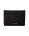 JIL SANDER LOGO CROC-EMBOSSED LEATHER CARD CASE