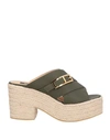 SERGIO ROSSI SERGIO ROSSI WOMAN ESPADRILLES DARK GREEN SIZE 7 CALFSKIN