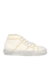 DOLCE & GABBANA DOLCE & GABBANA MAN SNEAKERS IVORY SIZE 9 COTTON, LAMBSKIN, CALFSKIN