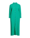 120% Lino Woman Midi Dress Green Size 6 Linen