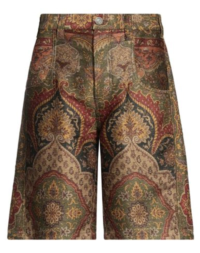 Etro Man Shorts & Bermuda Shorts Military Green Size 32 Polyester, Viscose, Acetate