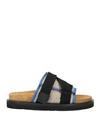 AMBUSH AMBUSH MAN SANDALS BLACK SIZE 8 SOFT LEATHER, TEXTILE FIBERS