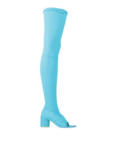 Mm6 Maison Margiela Woman Boot Azure Size 11 Textile Fibers In Blue