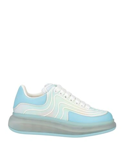 Alexander Mcqueen Woman Sneakers Sky Blue Size 7 Soft Leather, Textile Fibers