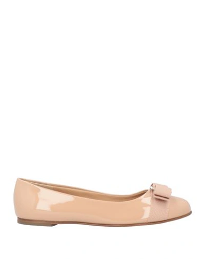 Ferragamo Woman Ballet Flats Sand Size 6 Calfskin In Beige