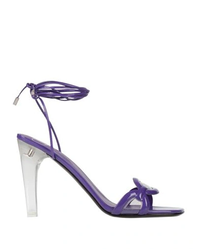 VALENTINO GARAVANI VALENTINO GARAVANI WOMAN SANDALS PURPLE SIZE 7.5 LEATHER, PLASTIC