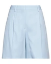 BURBERRY BURBERRY WOMAN SHORTS & BERMUDA SHORTS SKY BLUE SIZE 8 WOOL