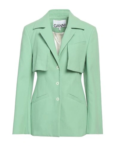 GANNI GANNI WOMAN BLAZER LIGHT GREEN SIZE 8/10 ORGANIC COTTON