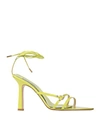 Sebastian Milano Woman Sandals Acid Green Size 9 Goat Skin In Green