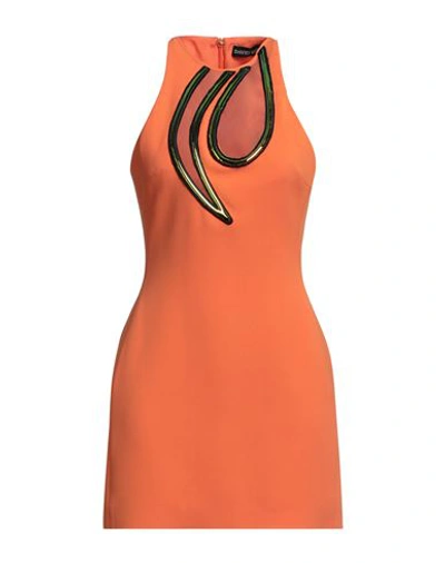 David Koma Woman Mini Dress Orange Size 4 Acetate, Viscose, Elastane, Vinyl