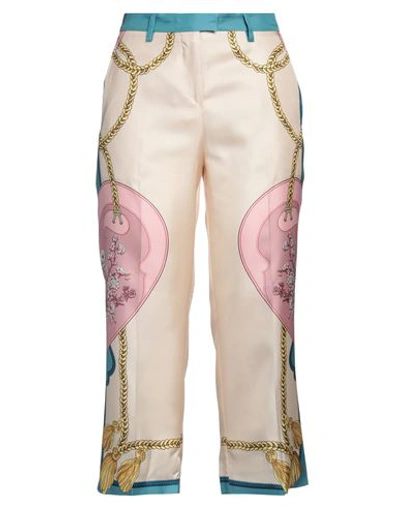 Etro Printed High-rise Cropped Silk Pants In Pink