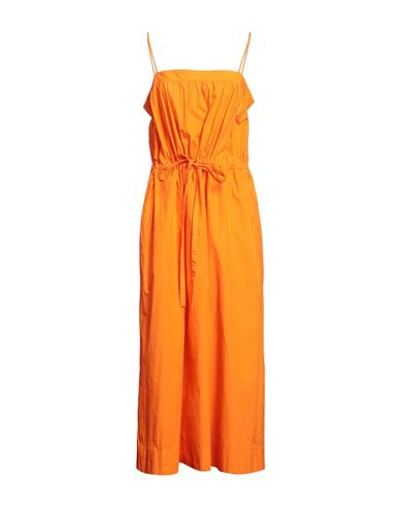 Ganni Woman Midi Dress Orange Size 4 Organic Cotton